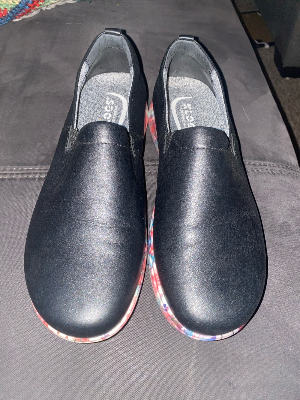 Klogs Black Slip-On Clogs with Multicolor Trim
